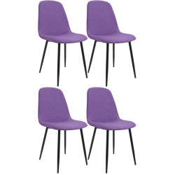 Ensemble de 4 chaises de salle à manger Maryam, tissu violet