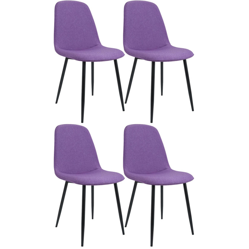 Lot de 4 chaises de salle à manger Maryam en tissu violet