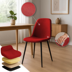 Lot de 4 chaises de salle à manger Maryam en tissu rouge