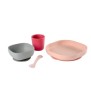 Coffret repas Silicone Bébé - BEABA - Avec Ventouse - Anti-dérapant - 4 Pieces - Rose