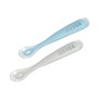 BEABA Lot de 2 cuilleres 1er âge silicone avec boite de transport windy blue set