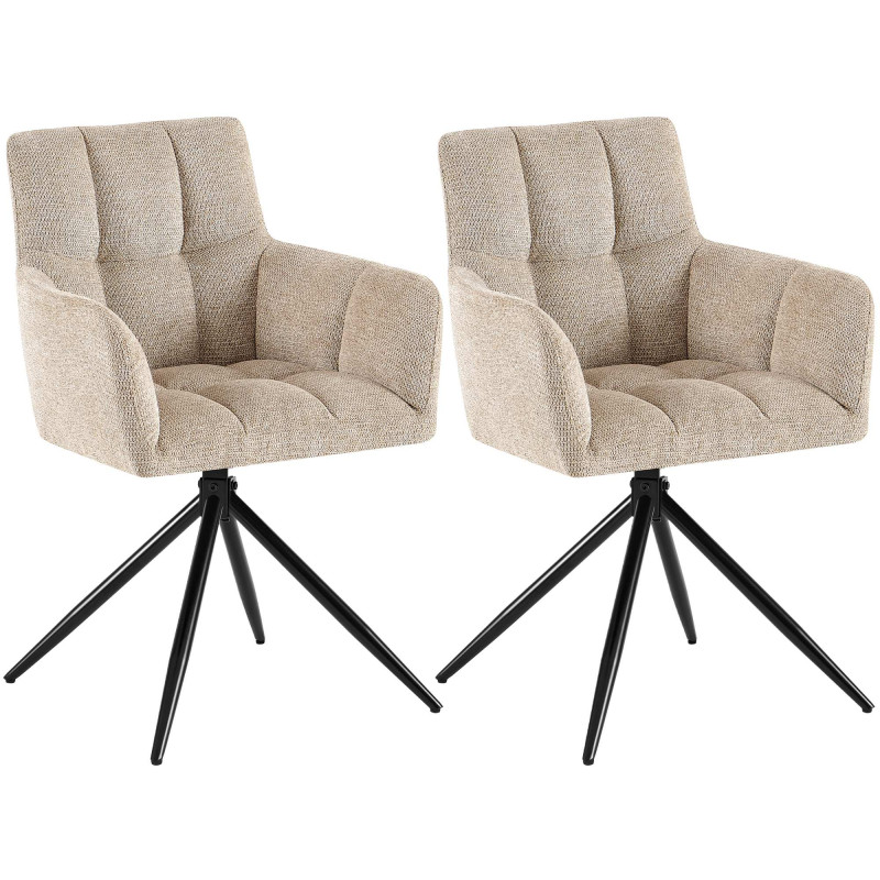 Lot de 2 chaises de salle à manger Jonah en tissu marron clair