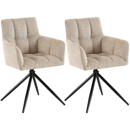 Ensemble de 2 chaises de salle à manger Jonah, tissu marron clair