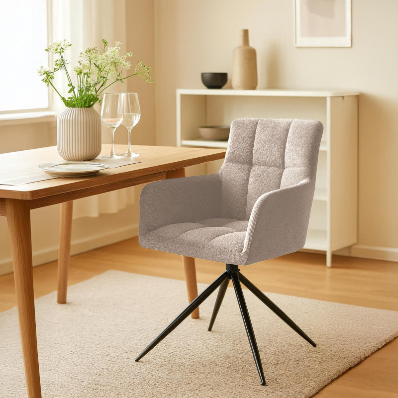 Lot de 2 chaises de salle à manger Jonah en tissu marron clair