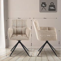 Ensemble de 2 chaises de salle à manger Jonah, tissu marron clair