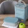 BEABA, Boîte repas enfant en inox, couvercle en silicone et housse de protection, Gris velours et bleu