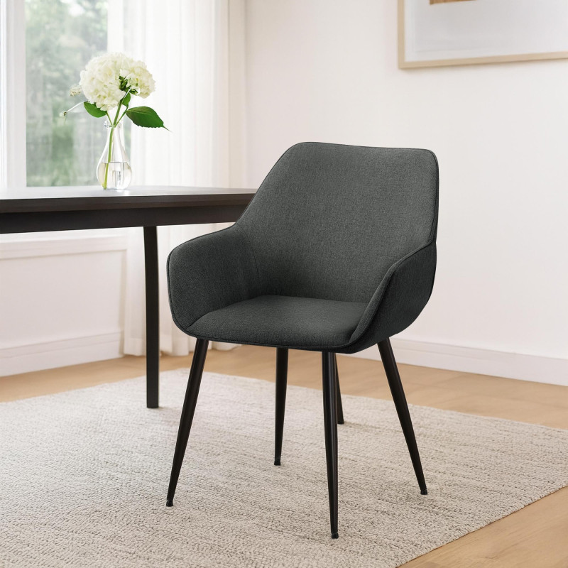 Lot de 2 chaises de salle à manger Luena en tissu gris foncé