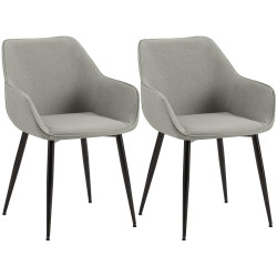 Lot de 2 chaises de salle à manger Luena en tissu gris clair
