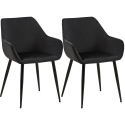 Lot de 2 chaises de salle à manger Luena en velours noir
