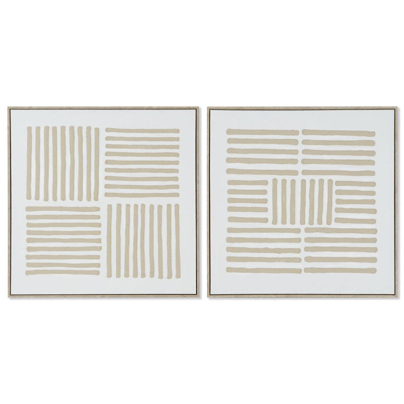Cadre Home ESPRIT Blanc Beige Scandinave 83 x 4,5 x 83 cm (2 Unités)