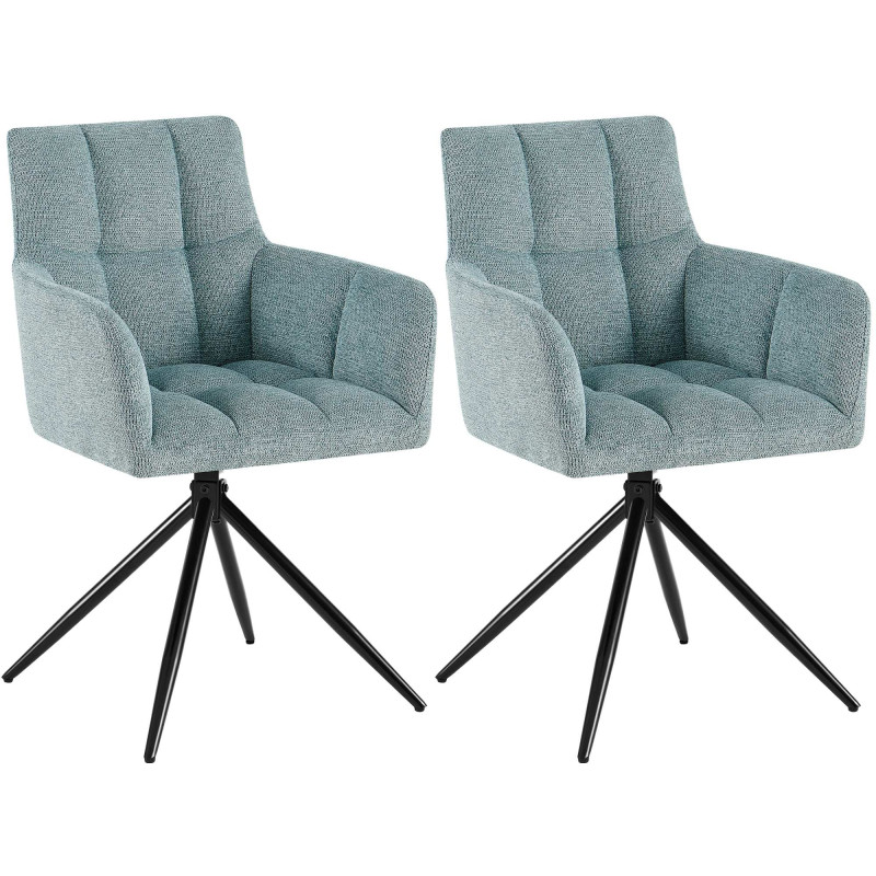 Lot de 2 chaises de salle à manger Jonah en tissu turquoise