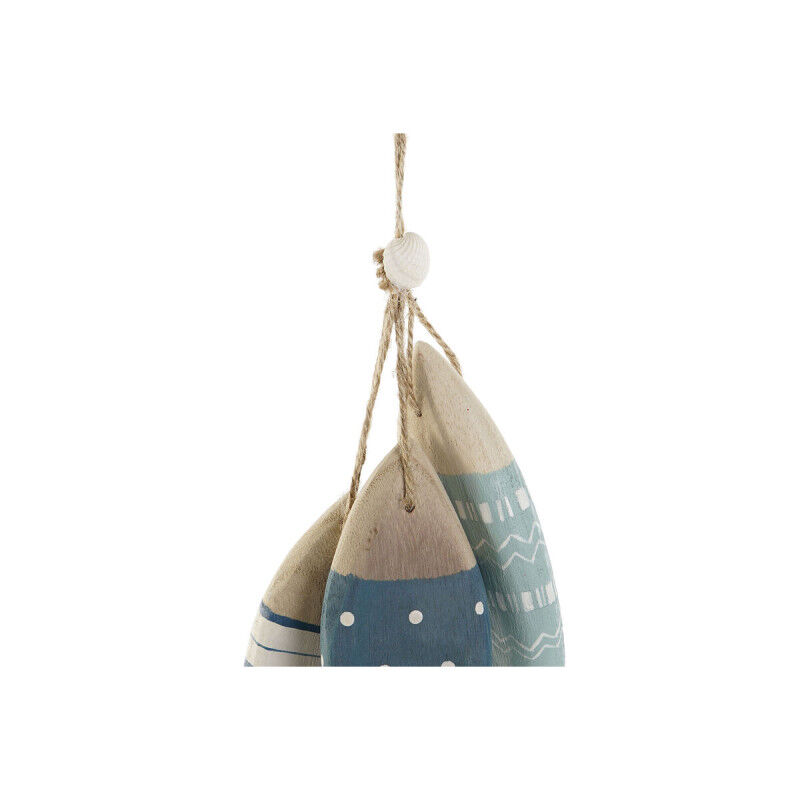 Décoration Suspendue Home ESPRIT Bleu Blanc Naturel Poissons 5 x 5 x 20 cm (2 Unités)