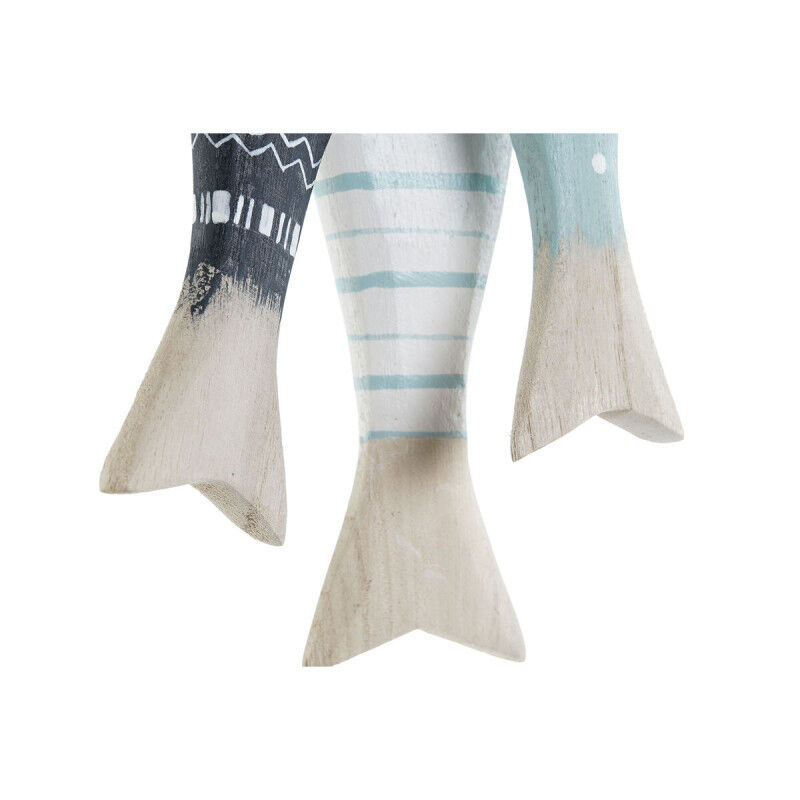 Décoration Suspendue Home ESPRIT Bleu Blanc Naturel Poissons 5 x 5 x 20 cm (2 Unités)