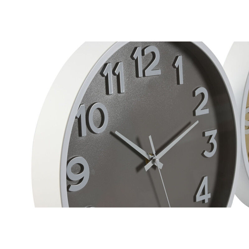 Horloge Murale Home ESPRIT Bleu Blanc Rose Moutarde PVC 30 x 4 x 30 cm (3 Unités)