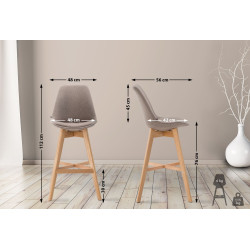 Tabouret de bar Cannes tissu Natura taupe