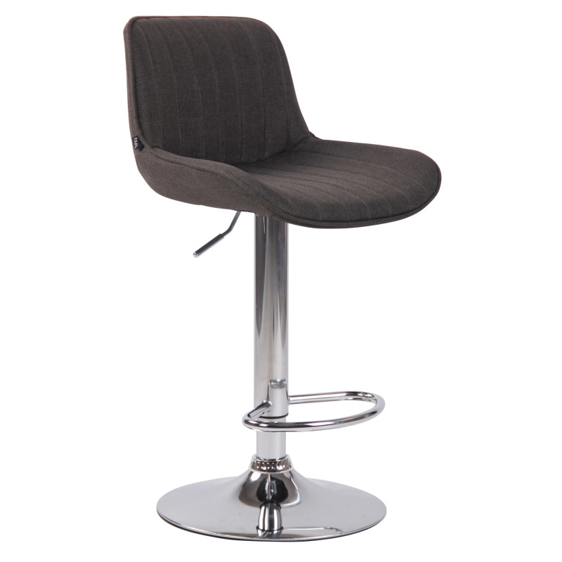 Tabouret de bar Lentini tissu chrome gris foncé