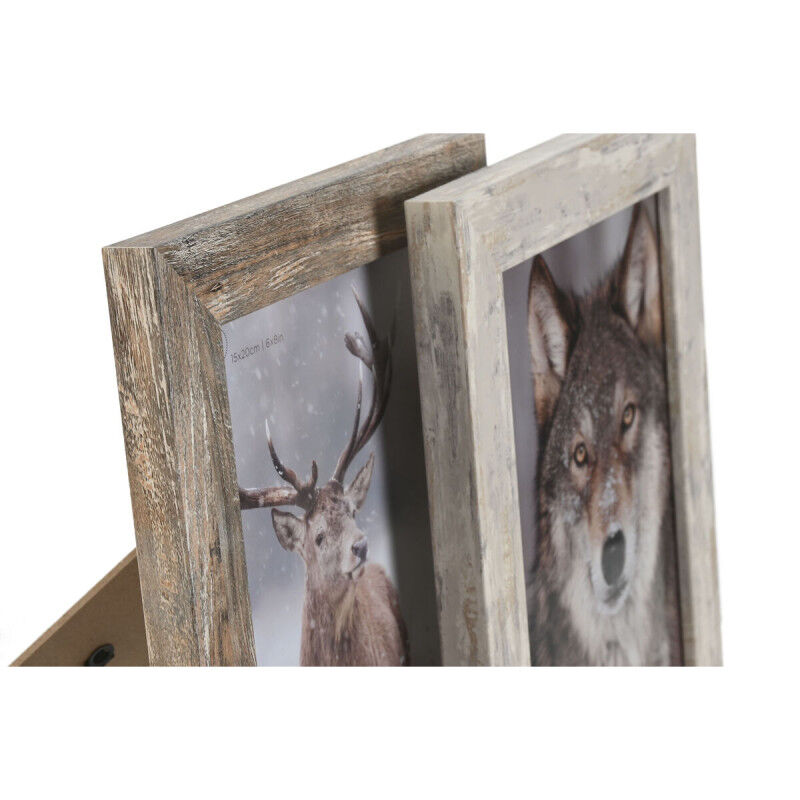 Cadre photo Home ESPRIT Blanc Naturel Verre polystyrène Scandinave 19,5 x 2 x 24,5 cm (2 Unités)