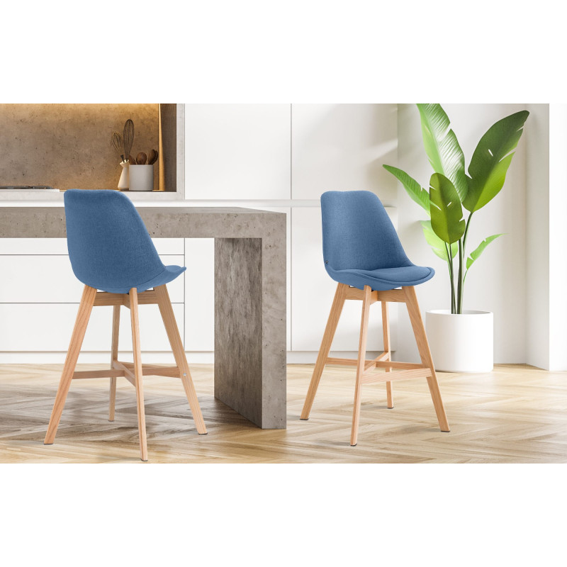 Tabouret de bar Cannes tissu Natura bleu
