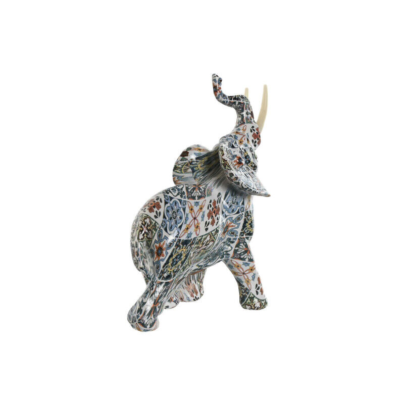 Figurine Décorative Home ESPRIT Multicouleur Eléphant méditerranéen 16 x 7 x 17 cm (2 Unités)