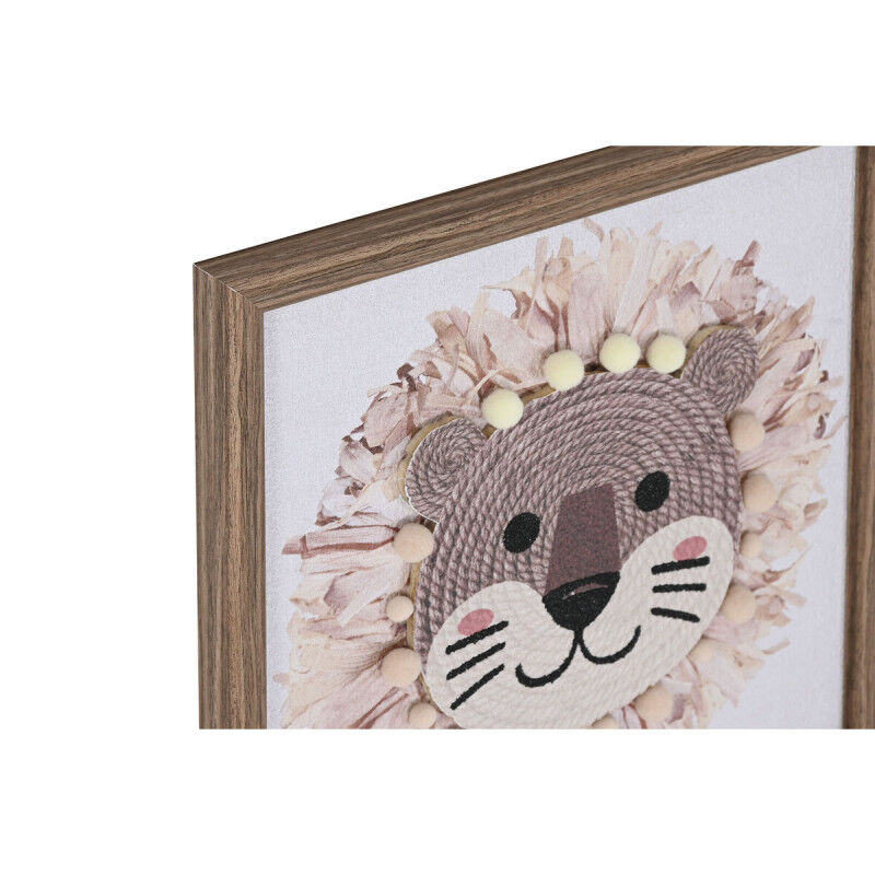 Toile Home ESPRIT Blanc Naturel Enfant animaux 30 x 2,6 x 30 cm (3 Unités)