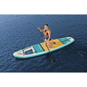 BESTWAY Paddle gonflable Panorama Hydro-force™, 340 x 89 x 15 cm, 150 kg max, fenetre transparent, pompe, leash