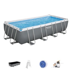 Piscine tubulaire Power Steel rectangulaire 5,49 x 2,74 x 1,22 m - Bestway 5,49m x 2,74m x 1,22m Gris