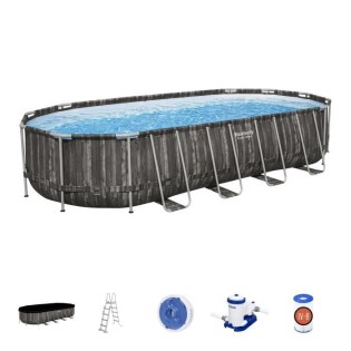 Kit Piscine hors sol tubulaire BESTWAY - Power Steel™ - 732 x 366 x 132 cm - Ovale (Inclus épurateur a Cartouche + échelle + bâc