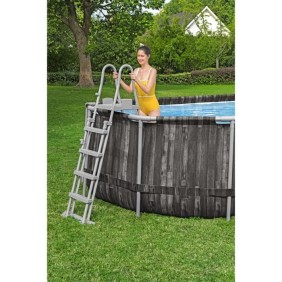 Kit Piscine hors sol tubulaire BESTWAY - Power Steel™ - 732 x 366 x 132 cm - Ovale (Inclus épurateur a Cartouche + échelle + bâc