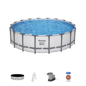 Kit Piscine hors sol tubulaire BESTWAY - Steel Pro Max - 549 x 132 cm - Rectangulaire (Inclus filtre a cartouche + échelle + bâc