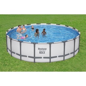 Kit Piscine hors sol tubulaire BESTWAY - Steel Pro Max - 549 x 132 cm - Rectangulaire (Inclus filtre a cartouche + échelle + bâc