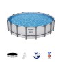 Kit Piscine hors sol tubulaire BESTWAY - Steel Pro Max™ - 610 x 132 cm - Rectangulaire (Inclus filtre a cartouche + échelle +