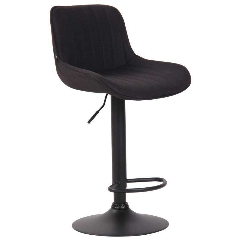 Tabouret de bar Lentini tissu noir noir