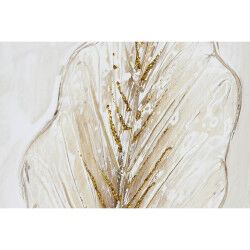 Cadre Home ESPRIT Blanc Doré Toile Bois MDF Feuille d'une plante Romantique 30 x 2,5 x 60 cm (2 Unités)