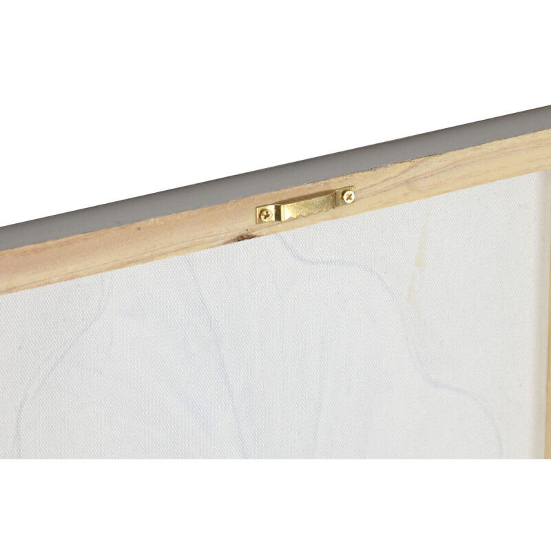 Cadre Home ESPRIT Blanc Doré Toile Bois MDF Feuille d'une plante Romantique 30 x 2,5 x 60 cm (2 Unités)