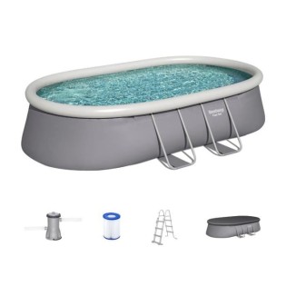 Kit Piscine hors sol autoportante BESTWAY - Fast Set - 488 x 305 x 107cm - Ovale (avec filtre, échelle, bâche, cartouche)