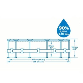 Kit Piscine hors sol tubulaire BESTWAY Steel Pro Max™ - 366 x 100 cm - Ronde (Livrée avec filtre a cartouche, échelle et diffuse