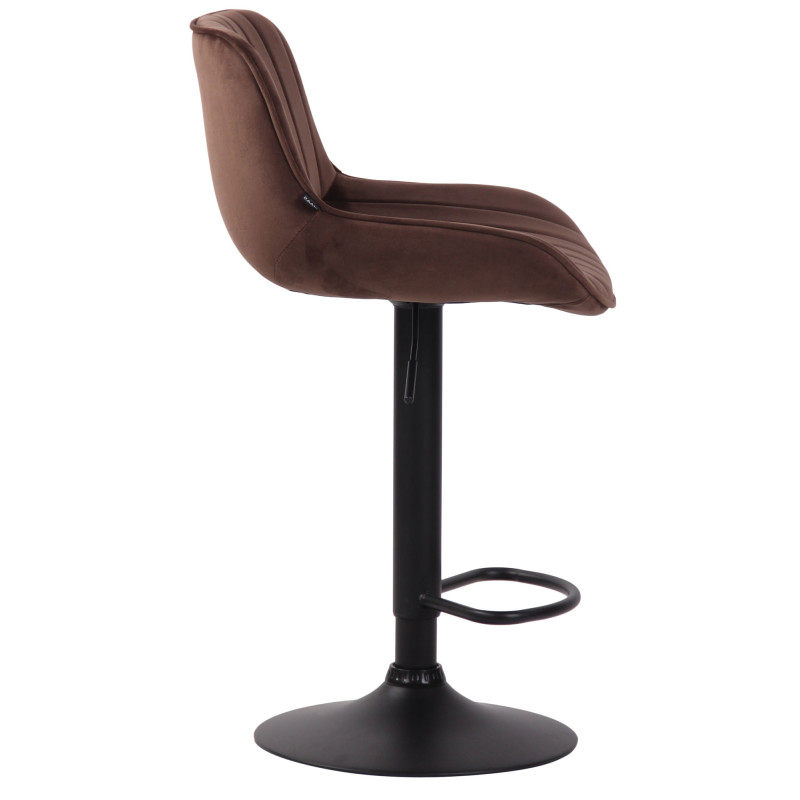 Tabouret de bar Lentini velours noir marron