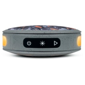 BIGBEN Party - Enceinte Bluetooth ronde avec dragonne et effets lumineux - 15W - Gris et orange camouflage