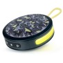 BIGBEN Party - Enceinte Bluetooth ronde avec dragonne et effets lumineux - 15W - Noir et jaune camouflage