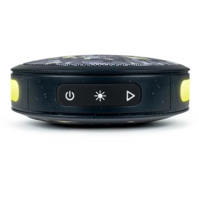 BIGBEN Party - Enceinte Bluetooth ronde avec dragonne et effets lumineux - 15W - Noir et jaune camouflage