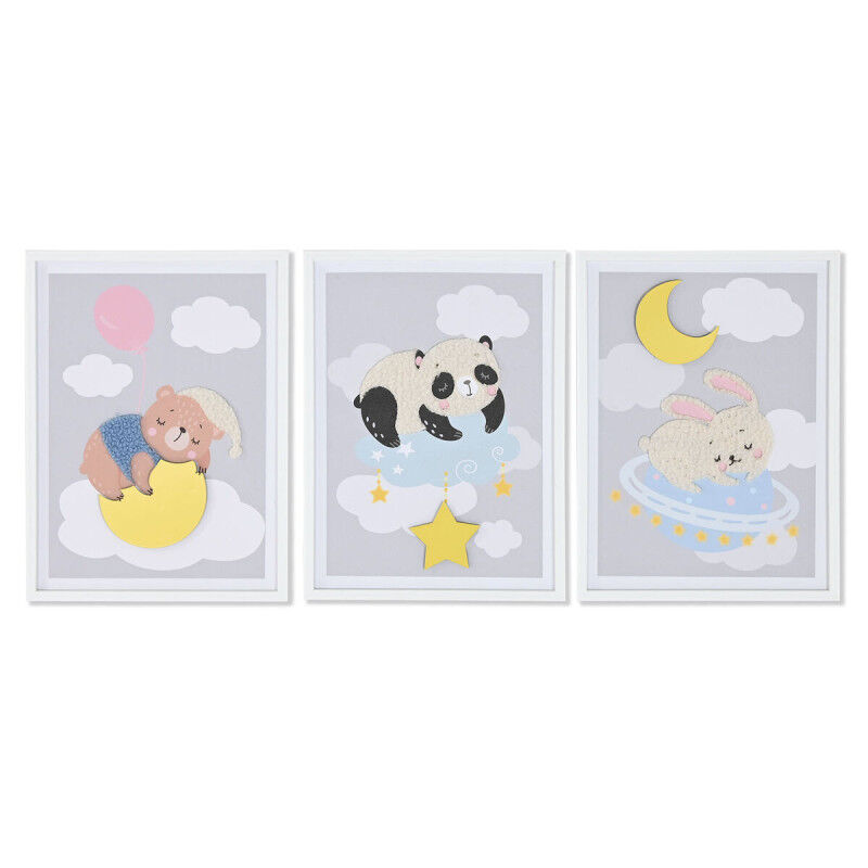 Cadre Home ESPRIT Jaune Gris Enfant 30 x 1,8 x 40 cm (4 Unités)
