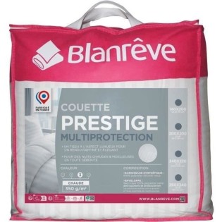 Couette chaude 240x260 cm BLANREVE PRESTIGE Multiprotection - 100% Polyester - 2 Personnes - Satin rayé