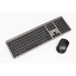 Ensemble clavier et souris - BLUESTORK - Pack Easy Slim - Sans fil - Gris métal