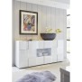 Buffet MILANO - Décor blanc laqué brillant - 2 portes 2 tiroirs - L181 x P43 x H84 cm