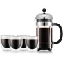 Cafetiere a piston - BODUM - CHAMBORD SET - 8 tasses 1.0 l + 4 verres PAVINA double paroi 25 cl