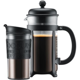 Cafetiere a piston - BODUM - JAVA SET - 8 tasses 1.0 l + mug isotherme plastique 0.35 l