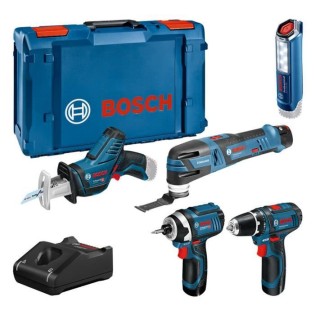 KIT 5 OUTILS Bosch Professional : GSR 12V15 + GOP 12V28 + GDR 12V105 + GSA 12V14 + GLI 12V300 + 3x2,0Ah + Chargeur,XLBoxx-061599