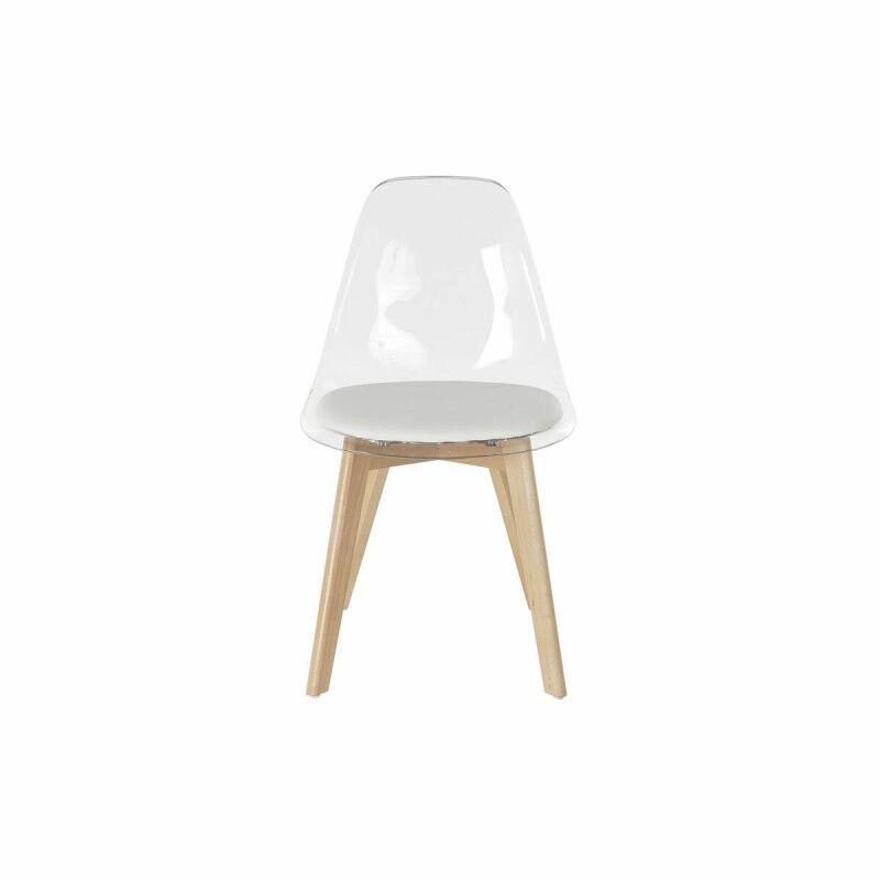 Chaise de Salle à Manger DKD Home Decor Blanc Bois Polycarbonate (Reconditionné A)
