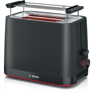 Toaster - BOSCH -  TAT3M123 MyMoment - Noir mat - 2 tranches - centrage automatique du pain - fonctions décongélation et réchauf