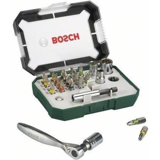 Set embout de vissage Bosch (Kit 26 pieces, Assortiment d'embouts de vissage avec cliquet)